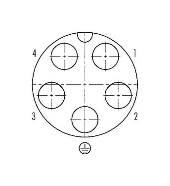 Contact arrangement (Plug-in side) Bayonet Female cable connector, Contacts: 4+PE, 7.0-17.0 mm, unshielded, crimping (Crimp contacts must be ordered separately), IP68/IP69K, UL 2238, VDE, UV resistant