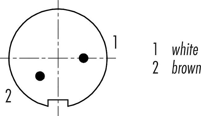 Contact arrangement (Plug-in side) M9 Male angled connector, Contacts: 2, shielded, moulded on the cable, IP67, PUR, black, 5 x 0.25 mm², 2 m
