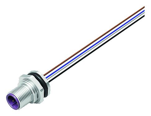 Illustration M12 Male panel mount connector, Contacts: 5, unshielded, single wires, IP68, UL 2238, PG 9, Rear mounting