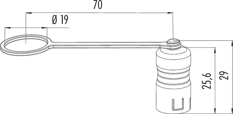 Scale drawing Protecting cap, IP67, with retaining strap