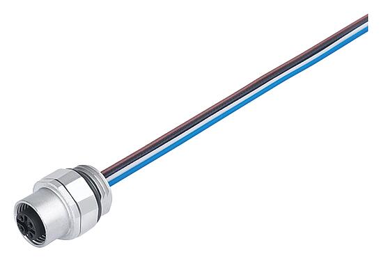 Illustration M12 Female panel mount connector, Contacts: 8, unshielded, single wires, IP68/IP69K, UL 2238, M16x1.5, Front mounting, Positionable coding alignment