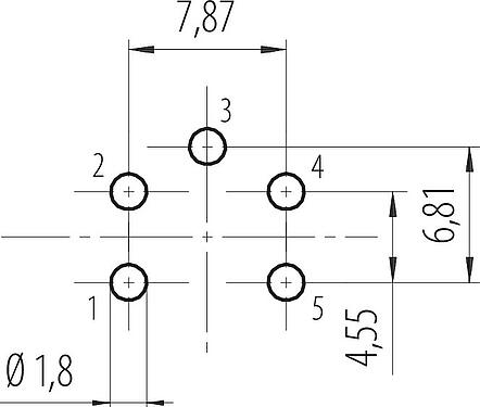 Disposition du conducteur 7/8" Embase mâle, Contacts: 4+PE, non blindé, THT, IP68, UL 2238, VDE, Montage frontal, coulé