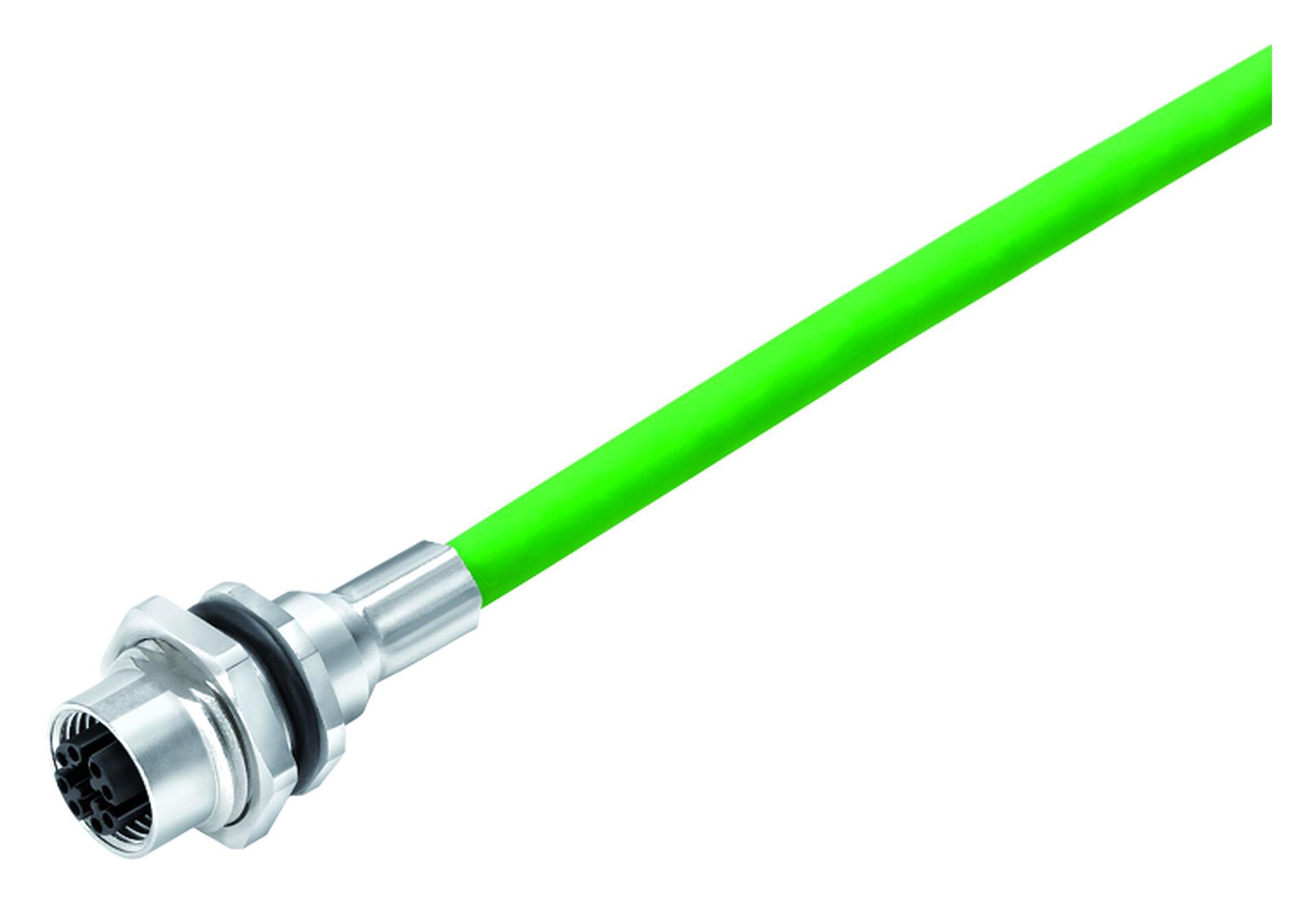 M12, Female panel mount connector, IP67, shielded, Contacts: 8