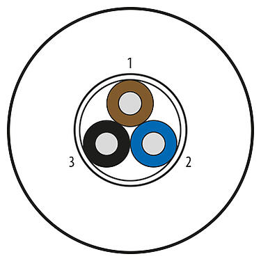 Illustration 08 3089 000 001 - Contacts: 3 Noyaux, blindé, PVC, gris (RAL 7000), 3 x 0,34 mm², longueur variable