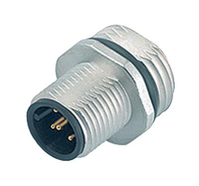 Illustration M12 Male panel mount connector, Contacts: 4, unshielded, solder, IP68, UL 2238, PG 9, Front mounting