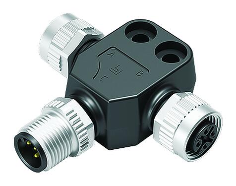 Illustration 79 5256 190 05 - M12/M12,M12 Twin distributors, T-distributor, male connector - 2 female connector, Contacts: 5, unshielded, pluggable, IP68, UL 2238