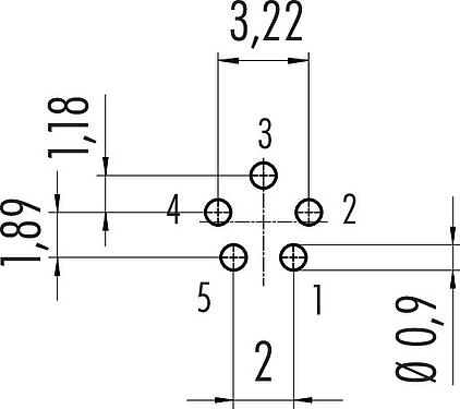 Disposición del conductor M9 Enchufe de brida, Número de contactos: 5, sin blindaje, THT, IP40, M9x0,5, Montaje en pared