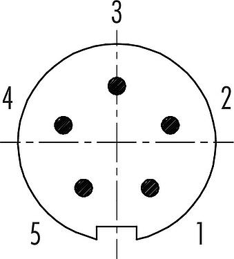 Contact arrangement (Plug-in side) Push Pull Male panel mount connector, Contacts: 5, shieldable, solder, IP67, M14x0,5, Front mounting