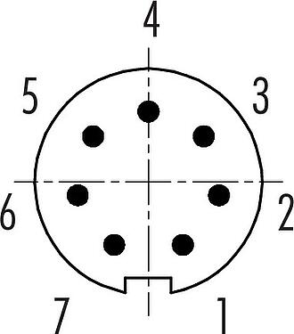Contact arrangement (Plug-in side) Bayonet Male panel mount connector, Contacts: 7, unshielded, solder, IP40, M10x0.75, Front mounting