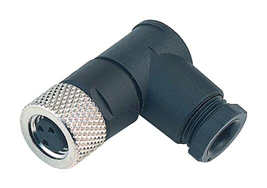 Illustration M8 Female angled connector, Contacts: 4, 3.5-5.0 mm, unshielded, solder, IP67, UL 2238