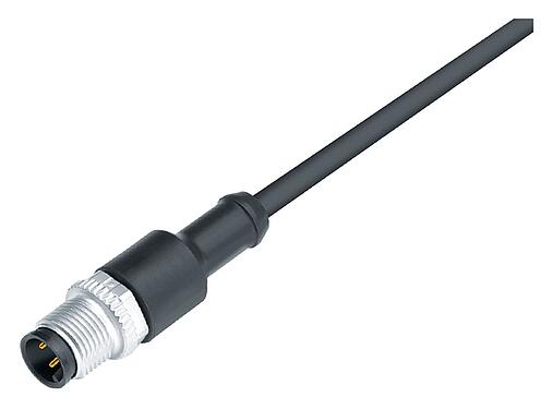 Illustration M12 Male cable connector, Contacts: 3, unshielded, moulded on the cable, IP68/IP69K, UL 2238, PUR, black, 3 x 0.34 mm², 10 m