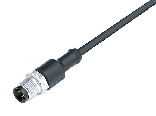 Ilustración 77 3429 0000 50608-0200 - M12 Conector de cable macho, Número de contactos: 8, blindado, moldeado en el cable, IP67, PUR, negro, 7 x 0,25 mm², 2 m