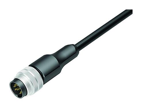 Ilustración 77 6429 0000 50008-0500 - M16 Conector de cable macho, Número de contactos: 8, sin blindaje, moldeado en el cable, IP68, PUR, negro, 8 x 0,25 mm², 5 m