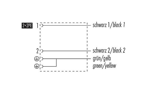 Diseño del cable 31 5234 300 000 - Conector de válvula solenoide hembra, Número de contactos: 2+2PE, sin blindaje, moldeado en el cable, IP67, PUR, negro, 3 m
