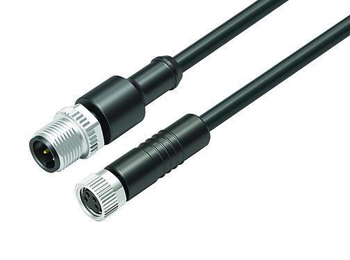 Vista en 3D 77 3429 3406 50004-0030 - Conexión de cables Conector de cable macho - conector de cable hembra, Número de contactos: 4, sin blindaje, moldeado en el cable, IP67, UL, PUR, negro, 4 x 0,34 mm², 0,3 m