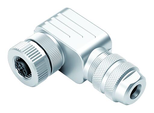 Ilustración M12 Conector hembra en ángulo, Número de contactos: 4, 6,0-8,0 mm, blindable, abrazadera de alambre, IP67, con anillo de protección