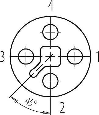 Disposition des contacts (Côté plug-in) M12 Connecteur femelle, Contacts: 4, 8,0-10,0 mm, non blindé, pince à visser, IP67, UL 2238, VDE