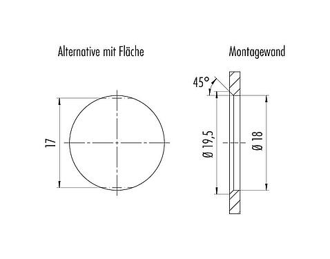 Instructions de montage / Découpe du panneau Snap-In Embase femelle, Contacts: 12, non blindé, souder, IP54, Montage frontal