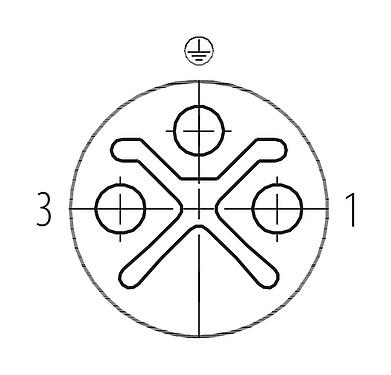 Disposición de los contactos (lado de la conexión) M12 Conector de cable hembra, Número de contactos: 2+PE, 6,0-8,0 mm, sin blindaje, tornillo extraíble, IP67, UL 2238
