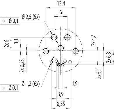 Disposición del conductor B23 Enchufe de brida, Número de contactos: 9 (4+PE + 4), THT, IP65/IP67, Montaje en pared, con cables trenzados, ENP: Pin de alimentación / Conector de datos