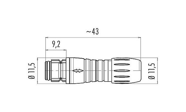Scale drawing Snap-In Female cable connector, Contacts: 3, 3.5-5.0 mm, unshielded, solder, IP67, UL 2238