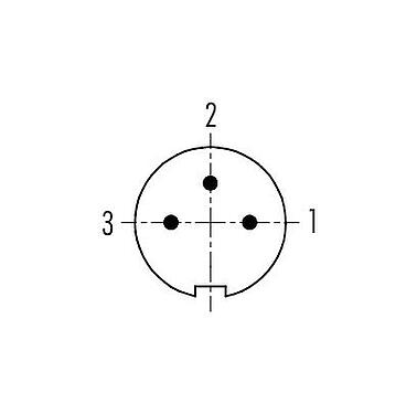 Contact arrangement (Plug-in side) Bayonet Male panel mount connector, Contacts: 3, unshielded, solder, IP40, M10x0.75, Front mounting
