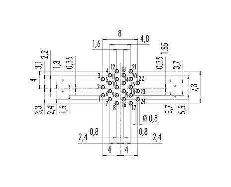 Disposición del conductor M16 Toma de brida, Número de contactos: 24, sin blindaje, THT, IP40, M18x0,75, Montaje en pared
