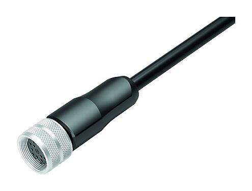Illustration M16 Female cable connector, Contacts: 12, unshielded, moulded on the cable, IP67, PUR, black, 12 x 0.25 mm², 2 m