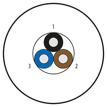 Illustration 08 3388 000 001 - Contacts: 3 Noyaux, non blindé, PVC, jaune, 3 x AWG 22, longueur variable