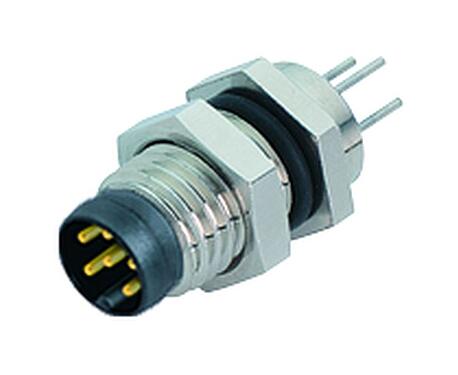 Illustration M8 Male panel mount connector, Contacts: 8, unshielded, THT, IP67, UL 2238, M8x1.0, Rear mounting, potted