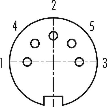 Contact arrangement (Plug-in side) M16 Female panel mount connector, Contacts: 5 (05-b), unshielded, solder, IP40, M18x0,75, Rear mounting