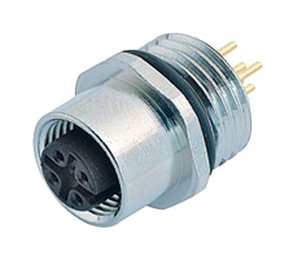 Illustration M12 Female panel mount connector, Contacts: 12, unshielded, THT, IP68, UL 2238, M16x1.5, Front mounting