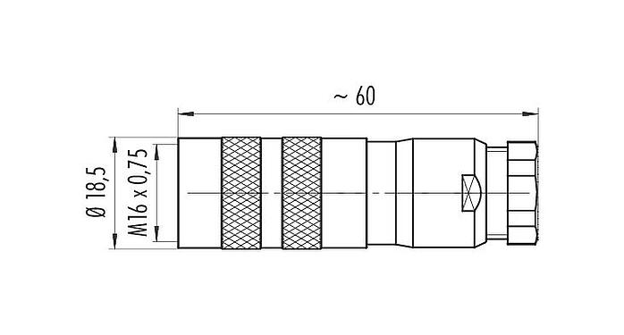 Scale drawing 99 5610 700 04 - M16 Female cable connector, Contacts: 4 (04-a), 6.0-8.0 mm, shieldable, crimping (Crimp contacts must be ordered separately), IP67, UL
