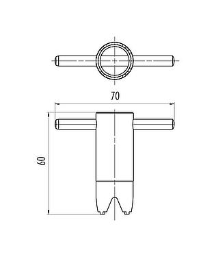 Dibujo a escala 08 1205 000 000 - M23 / AS-Interface - Llave de montaje para conectores M23; serie 623/772/775