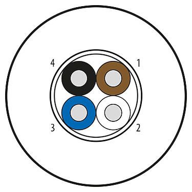 Illustration 08 3090 000 001 - Contacts: 4 Noyaux, blindé, PVC, gris (RAL 7000), 4 x 0,34 mm², longueur variable