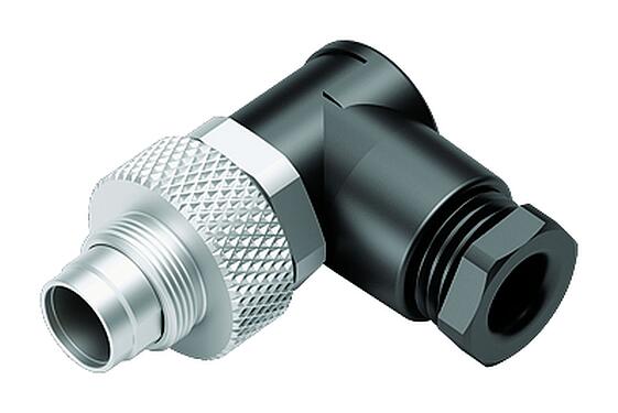 Illustration M9 Male angled connector, Contacts: 2, 3.5-5.0 mm, unshielded, solder, IP67