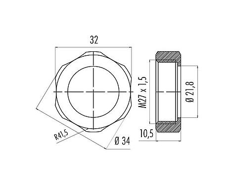 Scale drawing for male power connector, Tube assembly