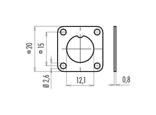 Scale drawing Square flange, Square flange