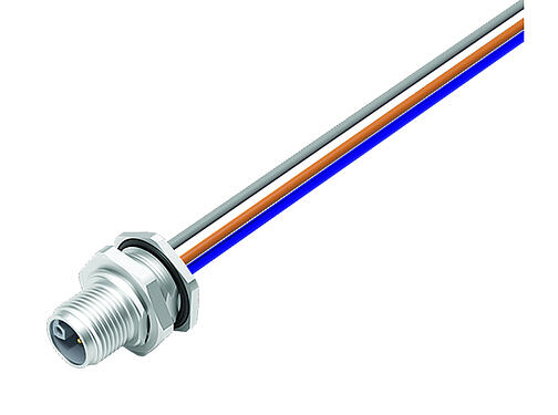 Illustration 09 0641 800 05 - M12 Male panel mount connector, Contacts: 4+FE, unshielded, single wires, IP68, UL, M16x1.5, front fastened