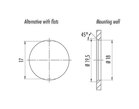 Instructions de montage / Découpe du panneau Snap-In Embase femelle, Contacts: 12, non blindé, souder, IP54, Montage frontal