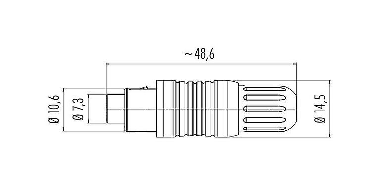 Dessin coté Push Pull Connecteur mâle, Contacts: 4, 3,5-5,0 mm, blindable, souder, IP67