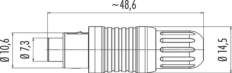 Dessin coté Push Pull Connecteur mâle, Contacts: 3, 3,5-5,0 mm, blindable, souder, IP67