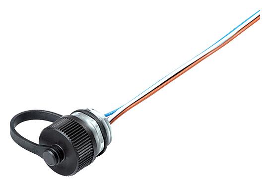 Illustration M12 Embase mâle, Contacts: 5, non blindé, fils, IP68/IP69K, M16x1,5, Montage frontal, pour les applications extérieures, résistant aux UV, coulé