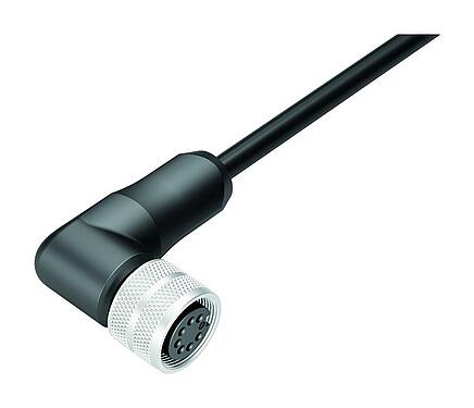 Ilustración M16 Conector hembra en ángulo, Número de contactos: 7 (07-b), blindado, moldeado en el cable, IP67, PUR, negro, 7 x 0,25 mm², 2 m