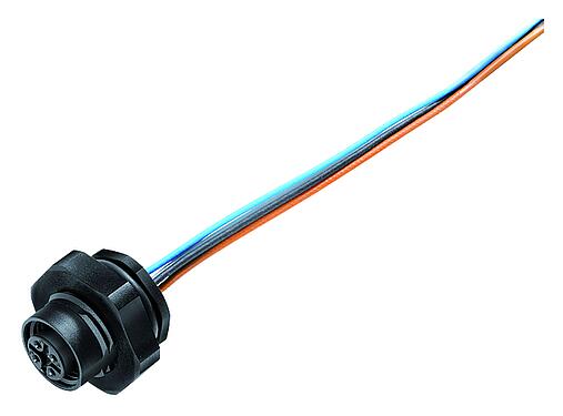 Illustration 76 4832 3011 00004-0200 - M12 Embase femelle, Contacts: 4, non blindé, fils, IP67, UL 2238, PG 9, Montage mural arrière