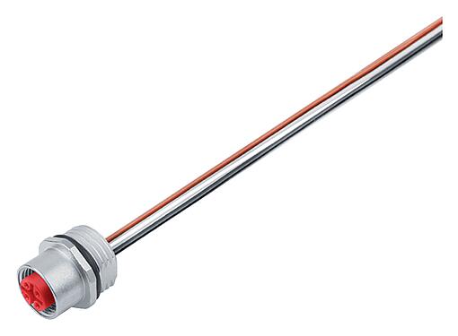 Illustration M12 Embase femelle, Contacts: 4, non blindé, fils, IP68, UL 2238, M16x1,5, Montage frontal