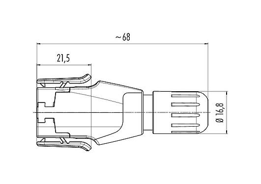 Dessin coté Snap-In Connecteur mâle, Contacts: 12, 6,0-8,0 mm, non blindé, souder, IP54