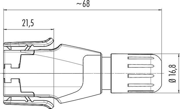 Dessin coté Snap-In Connecteur mâle, Contacts: 12, 4,0-6,0 mm, non blindé, souder, IP54
