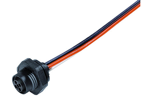 Illustration 09 0632 321 04 - M12 Female panel mount connector, Contacts: 4, unshielded, single wires, IP68, UL, M16x1.5, front fastened