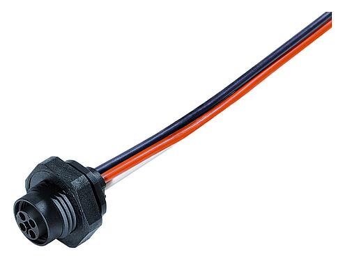 Illustration 76 4840 3015 00044-0200 - M12 Female panel mount connector, Contacts: 4, unshielded, single wires, IP68, UL 2238, M16x1.5, Rear mounting